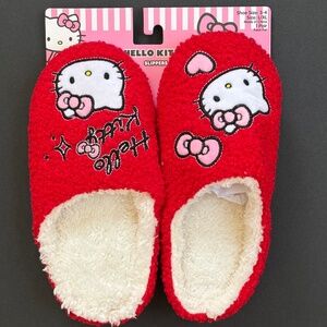 HELLO KITTY Slippers Girls (Size 3-4) L/XL Red Valentine's Day NEW